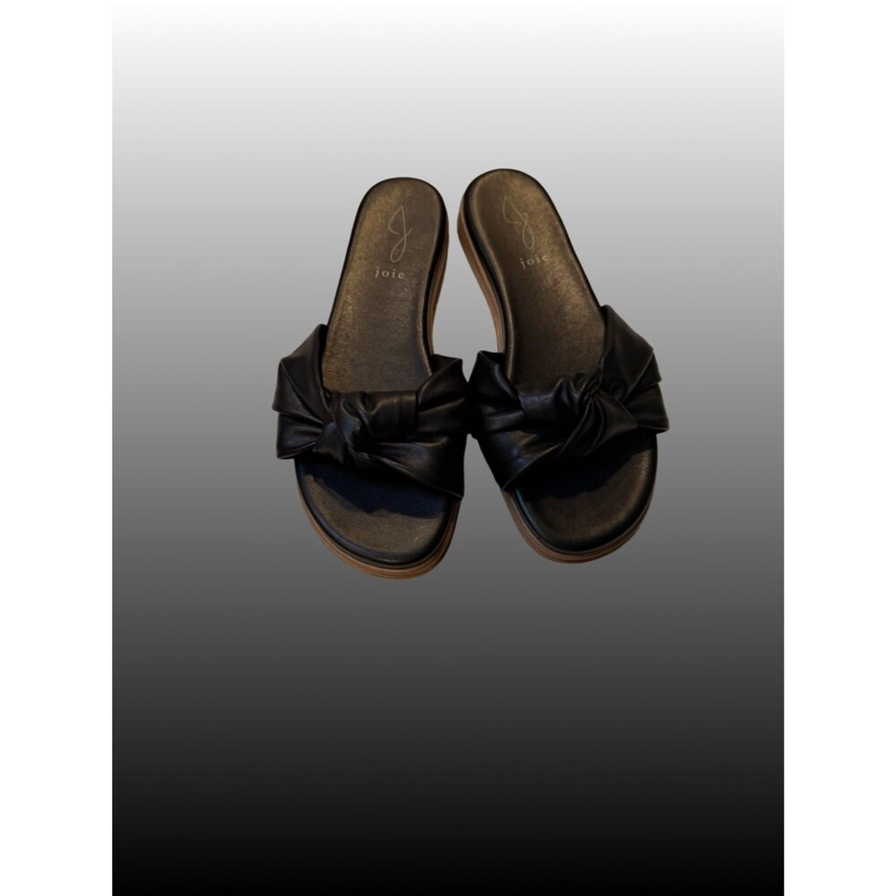 Joie Black Knotted Leather Slide Sandal Chic Minimalist Resortwear Size 9
